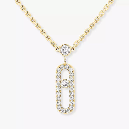 [Glow Muse]2 Rows Rose Gold Diamond Pave_ Necklace Move Uno