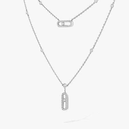 [Glow Muse]2 Rows Rose Gold Diamond Pave_ Necklace Move Uno