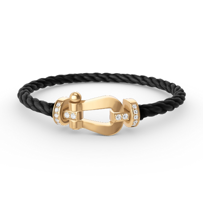 [Glow Muse]FORCE LARGE HORSESHOE HALF DIAMOND BRACELET GOLD