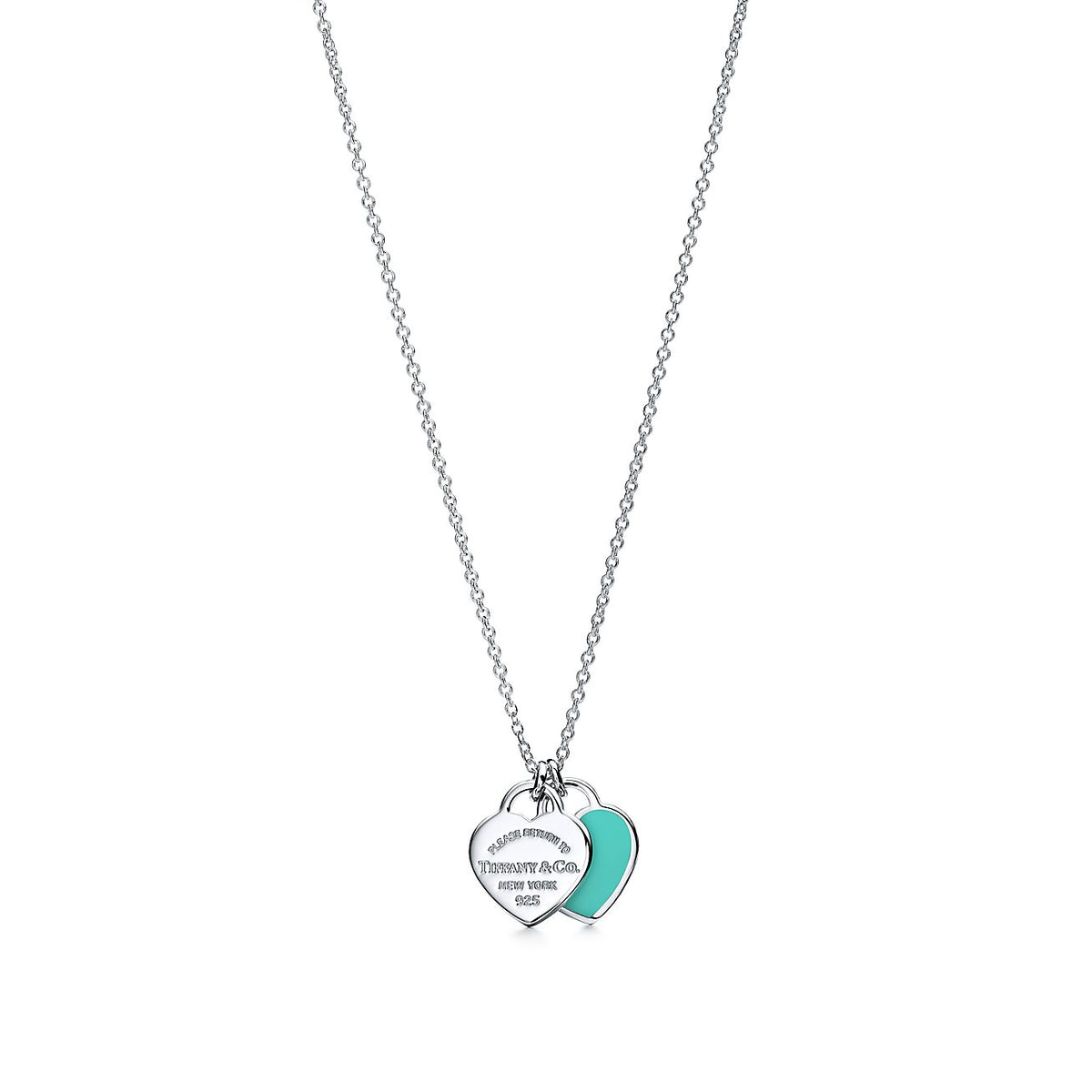 [Glow Muse ]DOUBLE HEART TAG PENDANT SILVER MINI NECKLACE