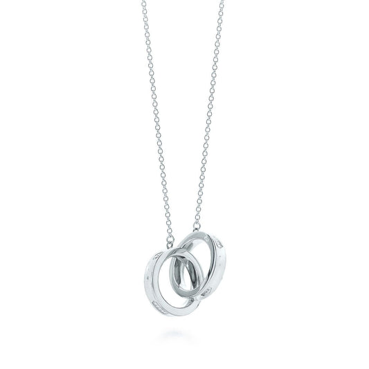 [Glow Muse ]INTERLOCKING CIRCLES PENDANT SILVER SMALL NECKLACE
