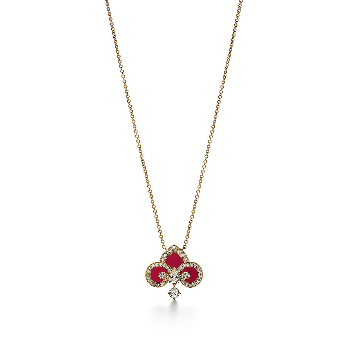 [Glow Muse ]FLEUR DE LIS PINK GOLD DIAMOND NECKLACE