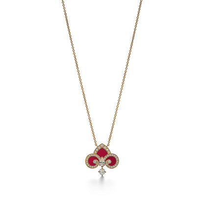 [Glow Muse ]FLEUR DE LIS PINK GOLD DIAMOND NECKLACE