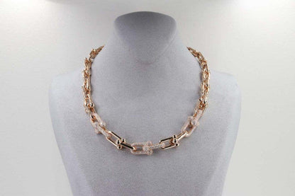 [Glow Muse ]HARDWEAR GRADUATED LINK NECKLACE ROSE GOLD WITH PAVE DIAMONDS
