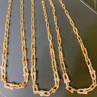 [Glow Muse ]HARDWEAR GRADUATED LINK NECKLACE ROSE GOLD WITH PAVE DIAMONDS