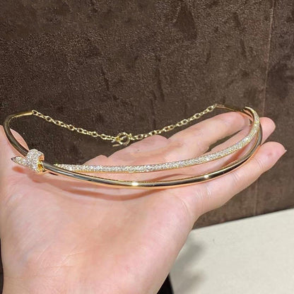 [Glow Muse ]KNOT DOUBLE ROW NECKLACE IN YELLOW GOLD WITH DIAMONDS