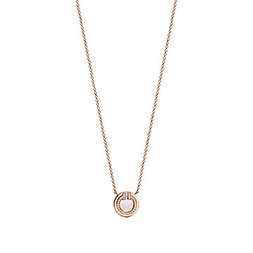 [Glow Muse ]DIAMOND AND MOTHER PEARL CIRCLE NECKLACE PENDANT