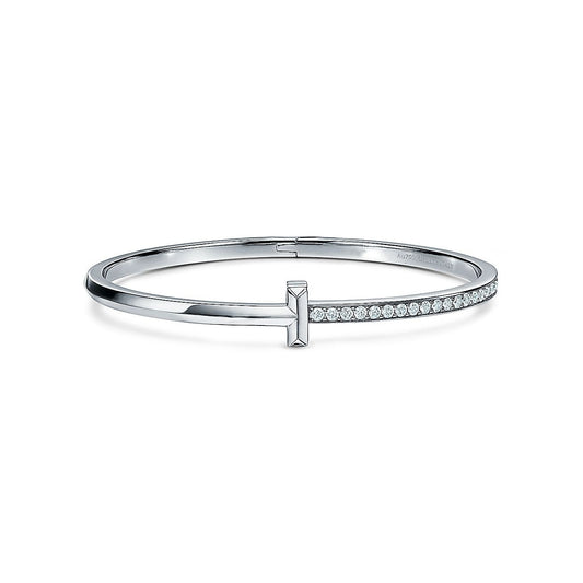 [Glow Muse ]NARROW T1 HINGED BANGLE DIAMOND SILVER