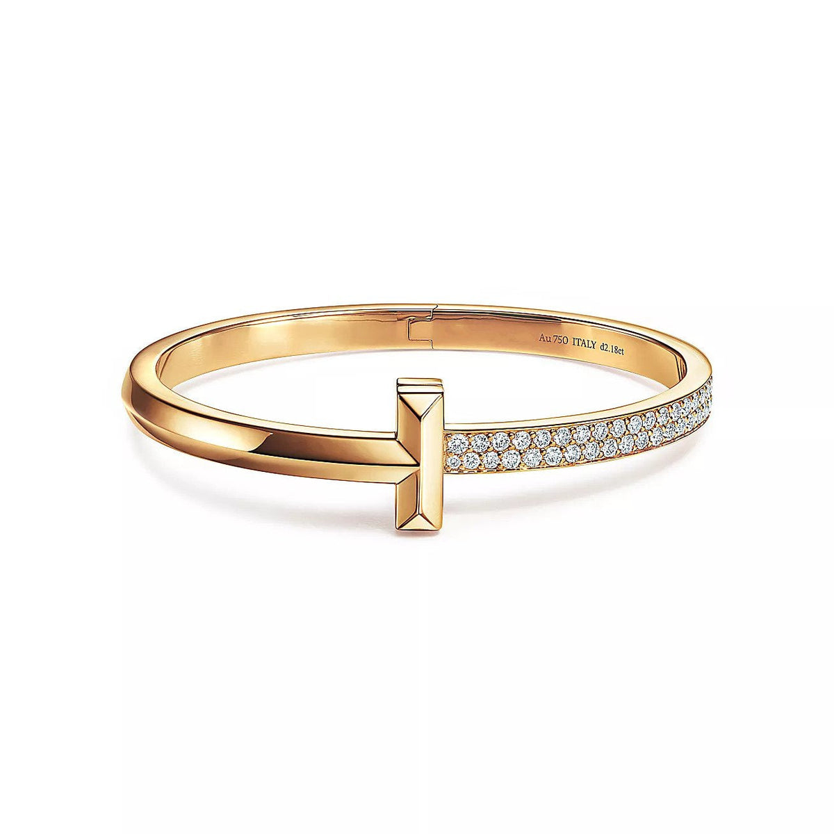 [Glow Muse ]T1 WIDE DIAMOND HINGED BANGLE PINK GOLD