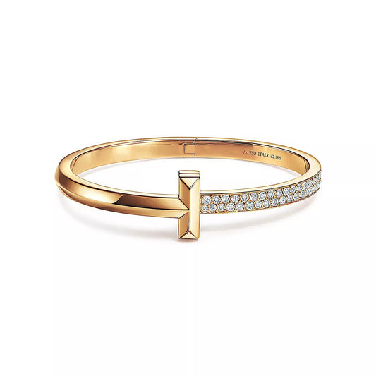 [Glow Muse ]T1 WIDE DIAMOND HINGED BANGLE PINK GOLD