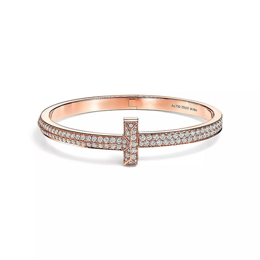 [Glow Muse ]T1 WIDE HINGED BANGLE DIAMOND PAVED BRACELET