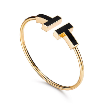 [Glow Muse ]T WIDE ONYX OPEN BRACELET