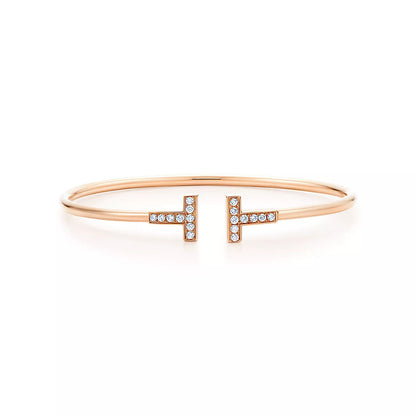 [Glow Muse ]T BRACELET PINK GOLD 1.8MM DIAMOND
