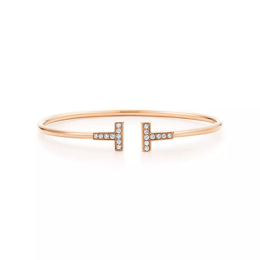 [Glow Muse ]T BRACELET PINK GOLD 1.8MM DIAMOND