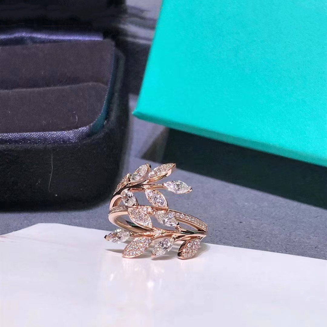 [Glow Muse ]VICTORIA DIAMOND VINE BYPASS RING PINK GOLD