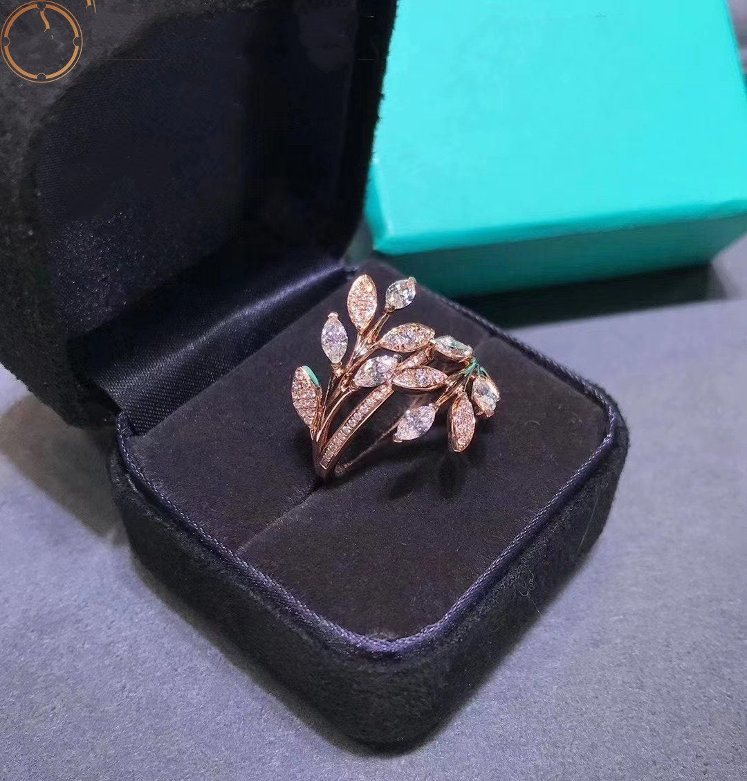 [Glow Muse ]VICTORIA DIAMOND VINE BYPASS RING PINK GOLD