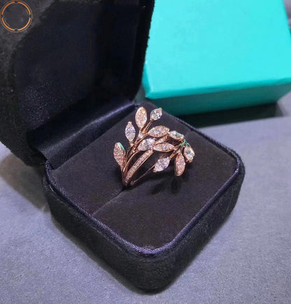 [Glow Muse ]VICTORIA DIAMOND VINE BYPASS RING PINK GOLD