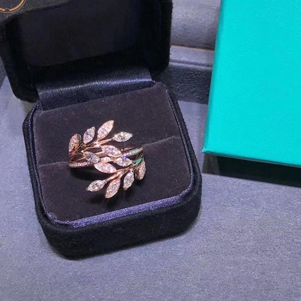 [Glow Muse ]VICTORIA DIAMOND VINE BYPASS RING PINK GOLD