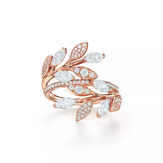 [Glow Muse ]VICTORIA DIAMOND VINE BYPASS RING PINK GOLD