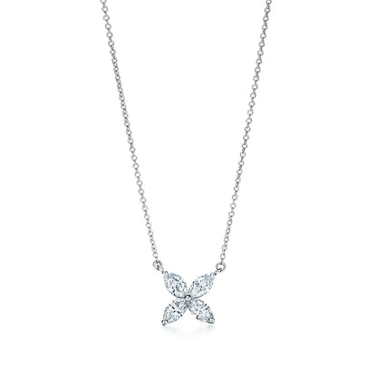 [Glow Muse ]PLATINUM AND DIAMOND VICTORIA PENDANT NECKLACE
