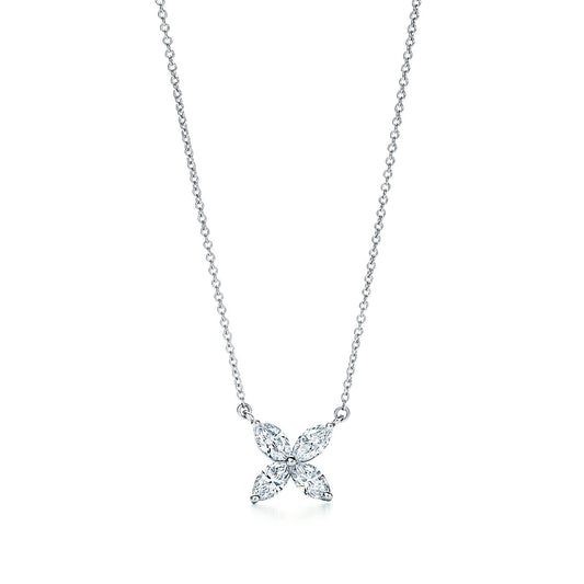 [Glow Muse ]PLATINUM AND DIAMOND VICTORIA PENDANT NECKLACE