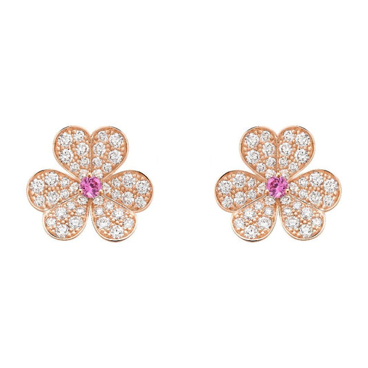 [Glow Muse]FRIVOLE PINK GOLD FLOWER DIAMOND EARRINGS