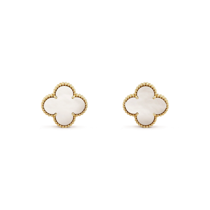 [Glow Muse]CLOVER MEDIUM 1 MOTIFS  WHITE MOP STUD EARRINGS