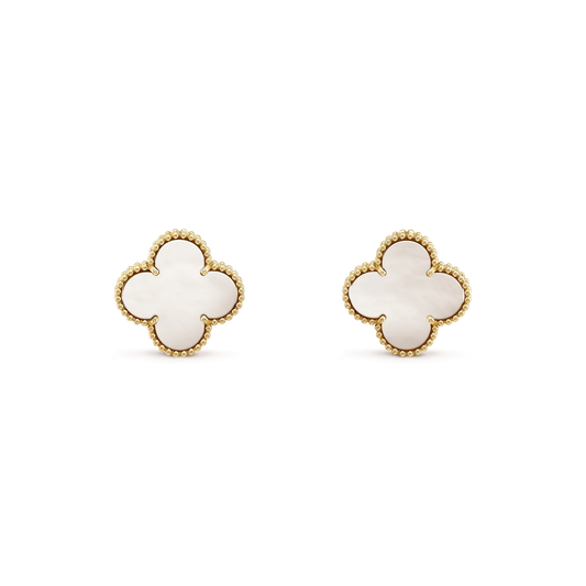 [Glow Muse]CLOVER MEDIUM 1 MOTIFS  WHITE MOP STUD EARRINGS