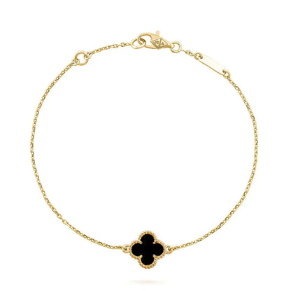 [Glow Muse]CLOVER ONYX SINGLE FLOWER BRACELET
