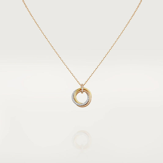 [Glow Muse]TRINITY NECKLACE SILVER GOLD PINK GOLD DIAMONDS