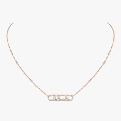 [Glow Muse] Move Pave_ Rose Gold Diamond Necklace