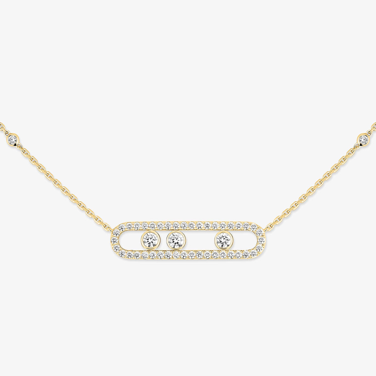 [Glow Muse] Move Pave_ Rose Gold Diamond Necklace