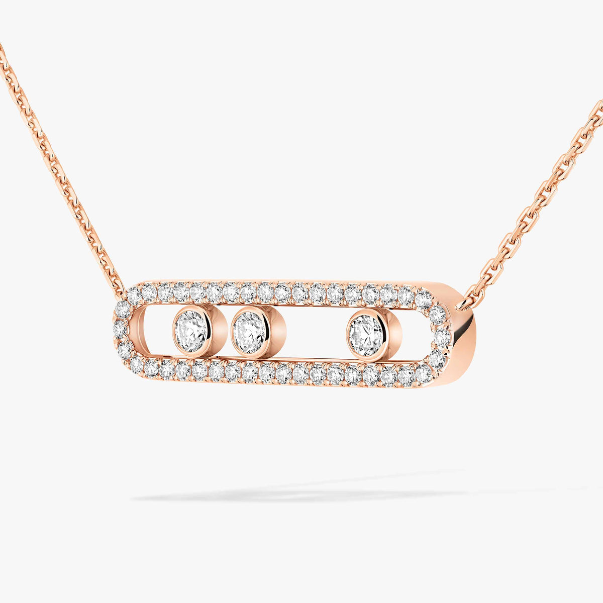 [Glow Muse] Move Pave_ Rose Gold Diamond Necklace
