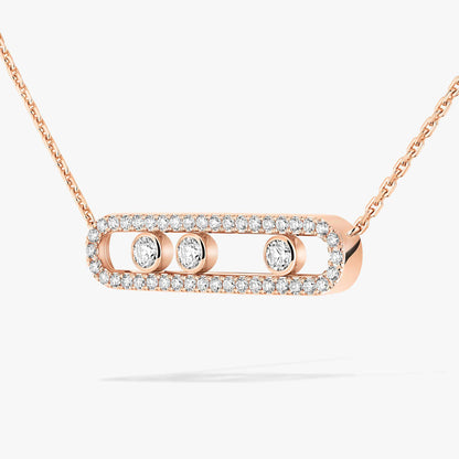 [Glow Muse] Move Pave_ Rose Gold Diamond Necklace