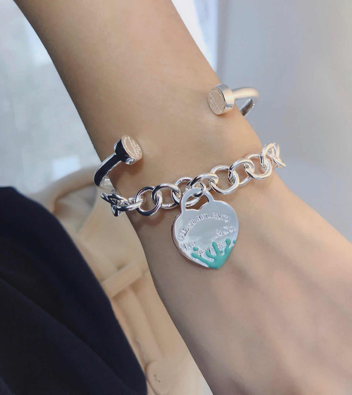 [Glow Muse ]LOVE HEART RETURN TO TIF SILVER BRACELET