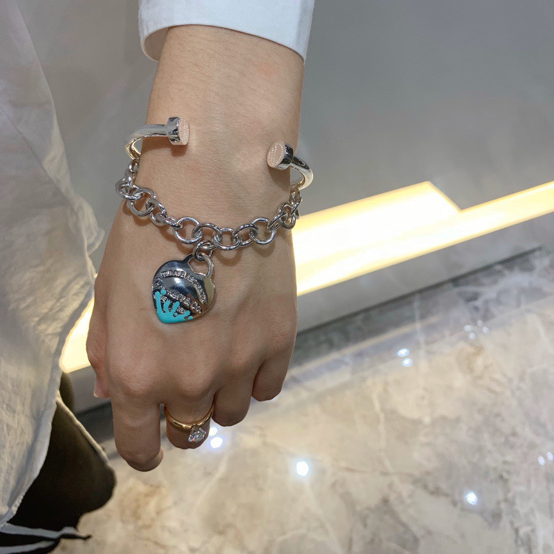 [Glow Muse ]LOVE HEART RETURN TO TIF SILVER BRACELET