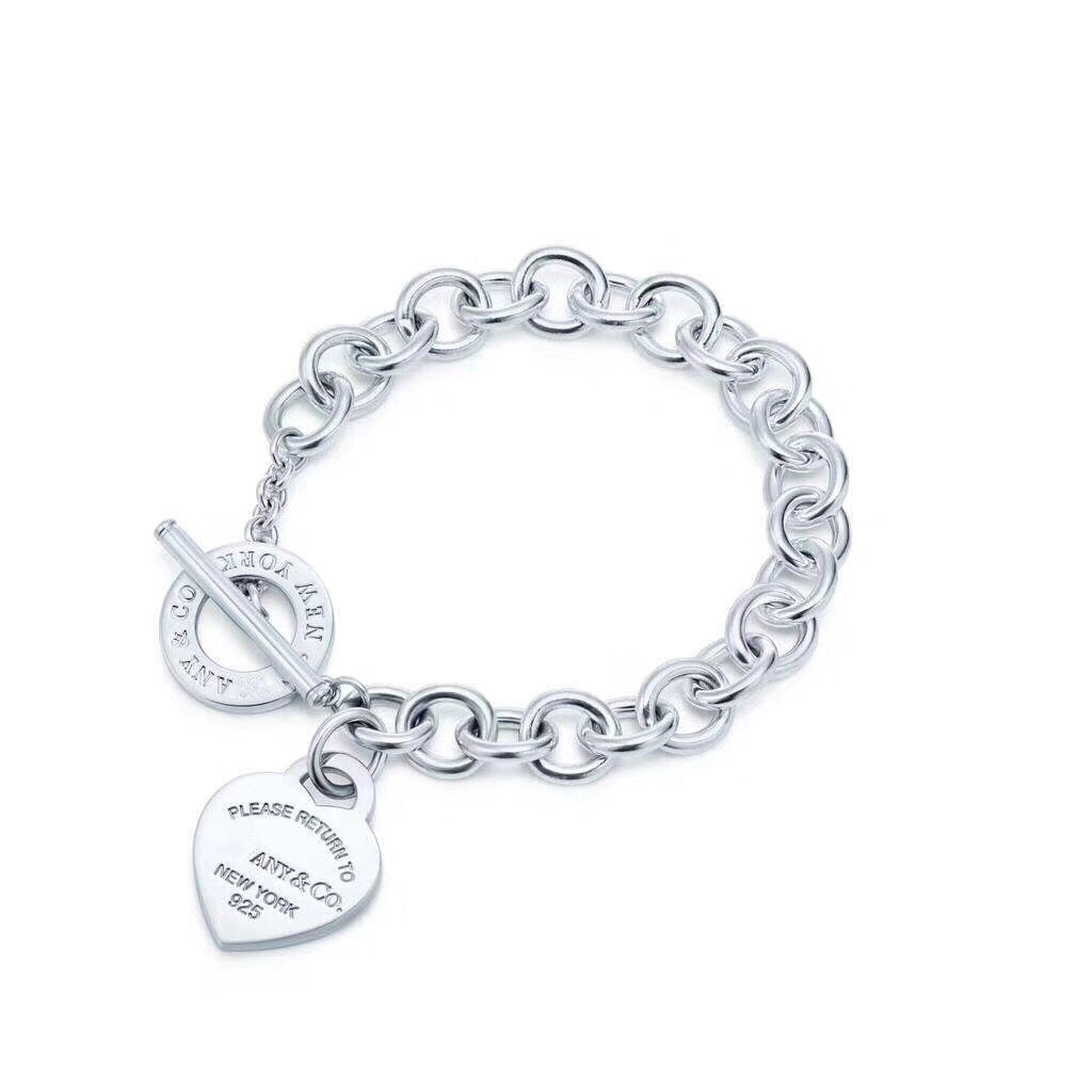 [Glow Muse ]LOVE HEART PIN BUCKLE RETURN TO TIF SILVER BRACELET
