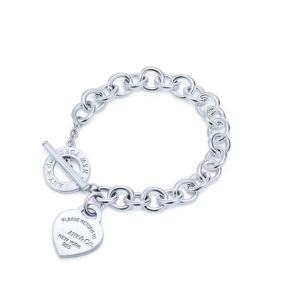 [Glow Muse ]LOVE HEART PIN BUCKLE RETURN TO TIF SILVER BRACELET