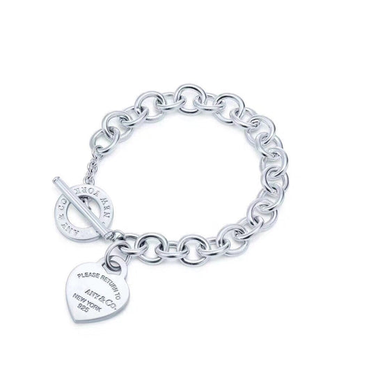 [Glow Muse ]LOVE HEART PIN BUCKLE RETURN TO TIF SILVER BRACELET