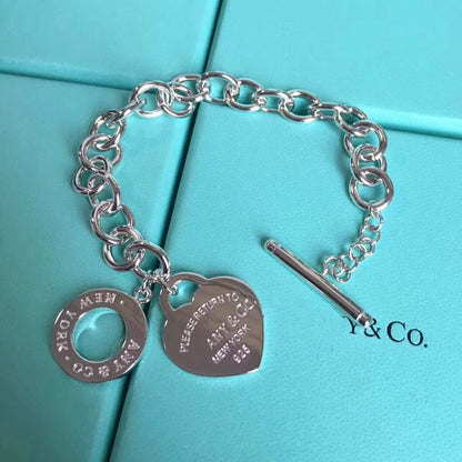 [Glow Muse ]LOVE HEART PIN BUCKLE RETURN TO TIF SILVER BRACELET